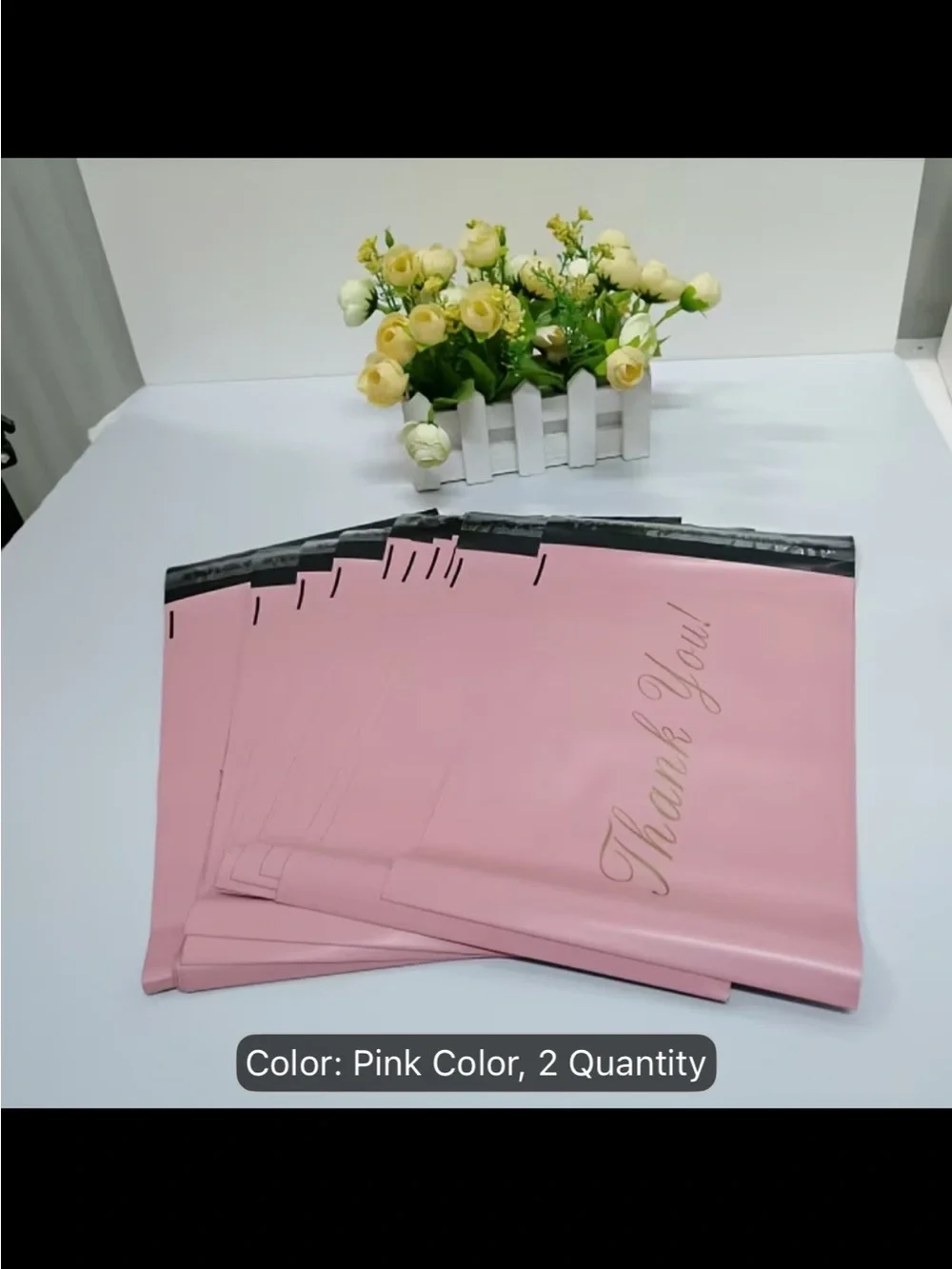 Pink Thank You Mailer Bags - Pack of 10 5.9”x10.63”